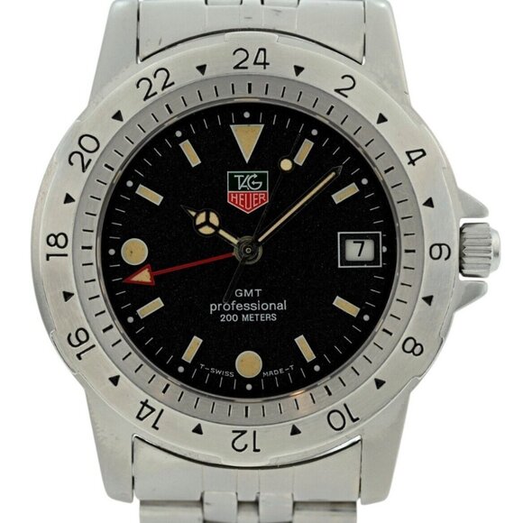 Tag Heuer 40mm Men's Professional 1500 Series GMT Jumbo Black Watch! 159.306! - Picture 3 of 10